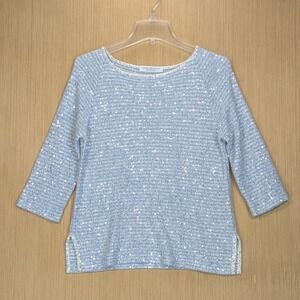 Amina‎ Rubinacci Knit Sweater Blue Sequin Italy Festive Chic Women's 40 Large
